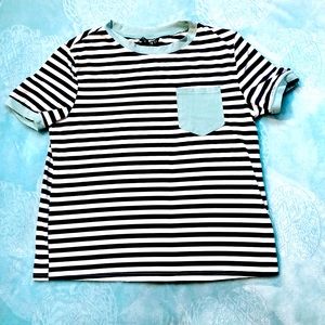 SHEIN Navy Blue Striped T Shirt USA WOMENS XS
